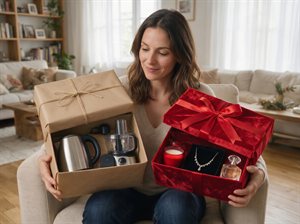 Deux coffrets comparés : électroménager utile d'un côté, bijoux et parfum de l'autre
