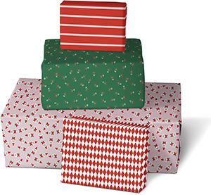 Cadeaux emballés avec du papier cadeau traditionnel (style Noël)